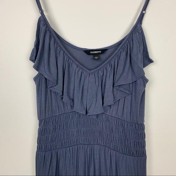 Express Sleeveless Hi Low Ruffle Blue Maxi Dress - Picture 6 of 10